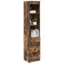 Aparador alto roble ahumado 37,5x35x180 cm madera de ingeniería