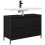 Mueble de lavabo con cajones roble negro 90x34,5x60 cm