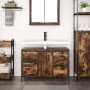 Mueble de lavabo con cajones roble ahumado 90x34,5x60 cm