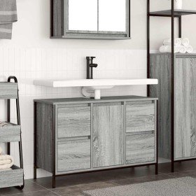 Mueble de lavabo con cajones gris Sonoma 90x34,5x60 cm en Tocadores de baño | Comprar online en Foro24