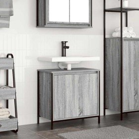 Mueble de baño con lavabo gris Sonoma 60x34,5x60 cm en Tocadores de baño | Comprar online en Foro24