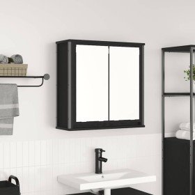 Mueble de baño de pared con espejo roble negro 60x21x60 cm en Tocadores de baño | Comprar online en Foro24