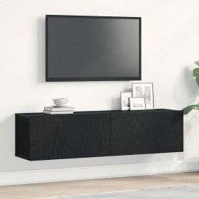 Mueble de TV de madera de roble negro 120x30x30,5 cm en Muebles TV | Comprar online en Foro24