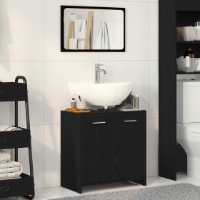 Mueble de baño con espejo de madera de ingeniería roble negro en Muebles de baño | Comprar online en Foro24