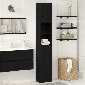 Mueble de baño de madera de roble negro 32x25,5x190 cm en Muebles de baño | Comprar online en Foro24