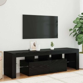 Mueble de TV con luces LED roble negro 140x36,5x40 cm