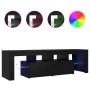 Mueble de TV con luces LED roble negro 140x36,5x40 cm