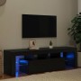 Mueble de TV con luces LED roble negro 140x36,5x40 cm