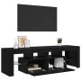 Mueble de TV con luces LED roble negro 140x36,5x40 cm