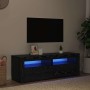 Mueble de TV con luces LED roble negro 120x35x40 cm