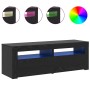 Mueble de TV con luces LED roble negro 120x35x40 cm