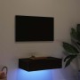 Mueble de TV con luces LED Roble Negro 60x35x15,5 cm