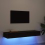 Muebles de TV con luces LED (2 unidades), roble negro, 60 x 35