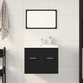 Juego de muebles de baño 2 pzas roble negro Madera ingeniería en Muebles de baño | Comprar online en Foro24