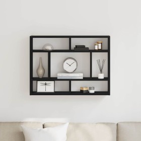 Estante de pared roble negro 75x16x55 cm madera de ingeniería en Estantes y estanterías | Comprar online en Foro24