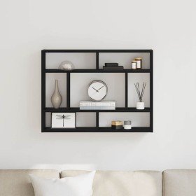Estante de pared roble negro 75x16x55 cm madera de ingeniería en Estantes y estanterías | Comprar online en Foro24