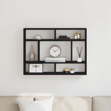Estante de pared roble negro 75x16x55 cm madera de ingeniería en Estantes y estanterías | Comprar online en Foro24