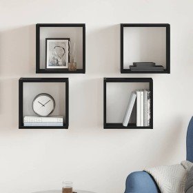 Estantes cúbicos de pared 4 uds roble negro 30x15x30 cm en Estantes y estanterías | Comprar online en Foro24