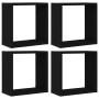 Estantes cúbicos de pared 4 uds roble negro 30x15x30 cm