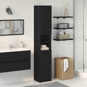 Gabinete de Baño con estante Roble negro 32 x 34 x 188.5 cm
