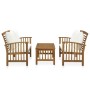 3-teiliges Gartenmöbel mit Kissen aus massivem Akazienholz von vidaXL, Gartensets - Ref: Foro24-3057976, Preis: 474,56 €, Rab...
