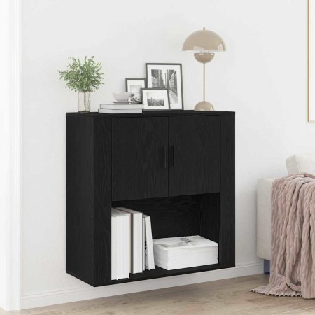 Mueble de pared con estante Roble negro 80 x 33 x 80 cm