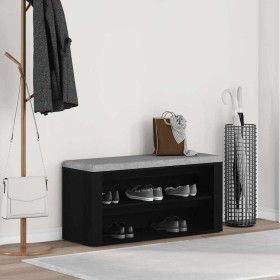 Banco zapatero roble negro 100x35x45 cm madera de ingeniería