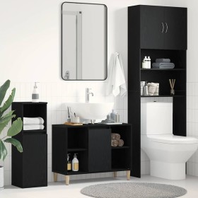 Mueble para lavabo roble negro 80x33x60 cm madera de ingeniería