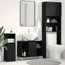 Mueble para lavabo roble negro 80x33x60 cm madera de ingeniería