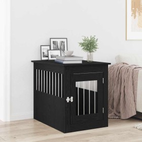 Mueble para jaula de perro de roble negro, 75 x 55 x 65 cm