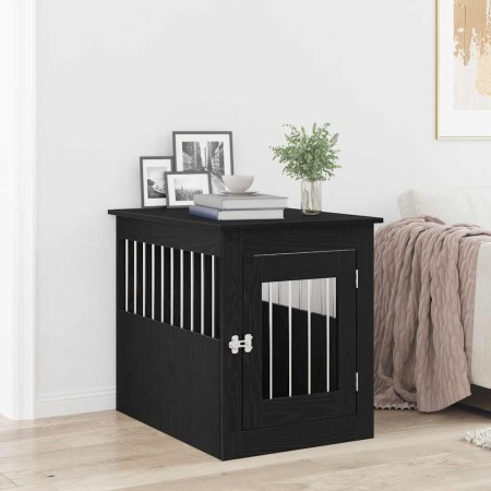 Mueble para jaula de perro de roble negro, 75 x 55 x 65 cm