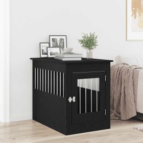 Mueble para jaula de perro de roble negro, 80 x 55 x 68 cm