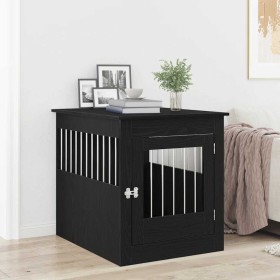 Mueble para jaula de perro roble negro 80x64,5x71 cm madera de