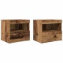 Cabinet de Noche con cajón 2 pcs Madera vieja 50 x 40 x 45 cm