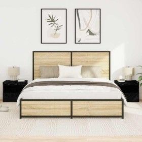 Cabinet de Noche con cajón 2 pcs Roble negro 50 x 40 x 45 cm