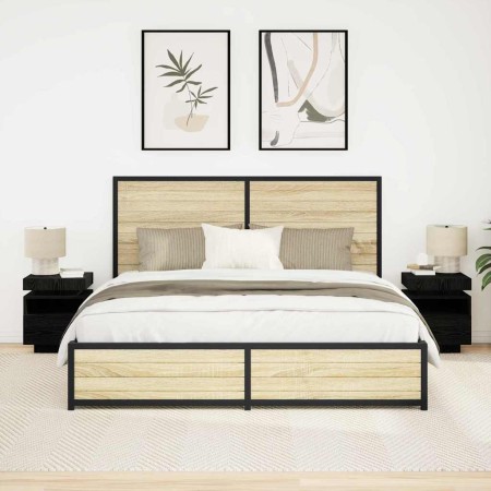 Cabecero con cajón 2 pcs Roble negro 40 x 39 x 48.5 cm