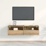 Mueble de TV Montado en la Pared Roble artisan 100x30x30cm