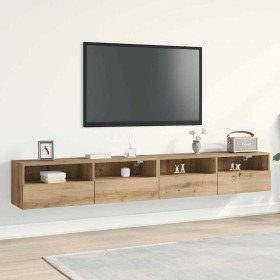 Mueble de TV Montado en la Pared 2 pcs Roble artisan en Muebles TV | Comprar online en Foro24