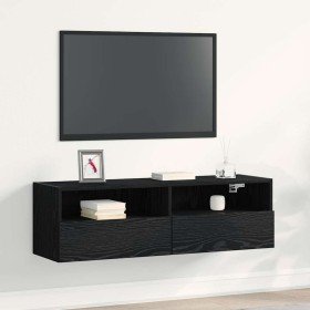 Mueble de TV Montado en la Pared Roble Negro 100 x 30 x 30 cm en Muebles TV | Comprar online en Foro24