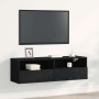 Mueble de TV Montado en la Pared Roble Negro 100x30x30cm