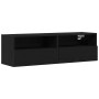 Mueble de TV Montado en la Pared Roble Negro 100x30x30cm