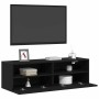 Mueble de TV Montado en la Pared Roble Negro 100x30x30cm