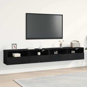 Mueble de TV Montado en la Pared 2 pcs Roble negro en Muebles TV | Comprar online en Foro24