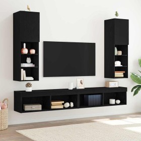 Gabinete de TV 2 pcs Negro 30.5 x 30 x 102 cm