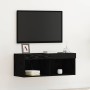 Gabinete de TV Roble Negro 80 x 30 x 30 cm Madera contrachapada