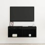 Gabinete de TV Roble Negro 80 x 30 x 30 cm Madera contrachapada