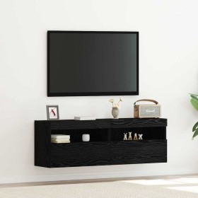Mueble de TV Montado en la Pared Roble negro 60 x 30 x 40 cm