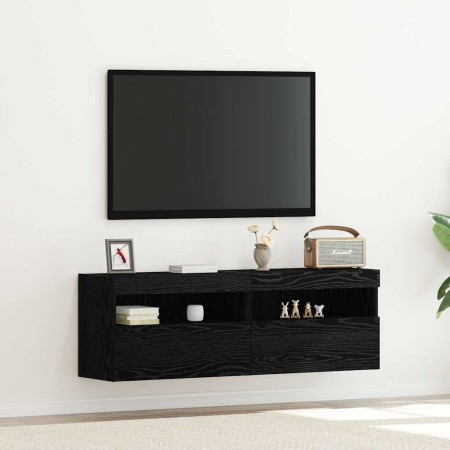 Mueble de TV Montado en la Pared Roble negro 60 x 30 x 40 cm