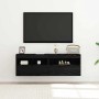 Mueble de TV Montado en la Pared Roble negro 60 x 30 x 40 cm