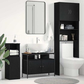 Gabinete de Lavabo para Baño Roble negro 80 x 30 x 60 cm en Tocadores de baño | Comprar online en Foro24